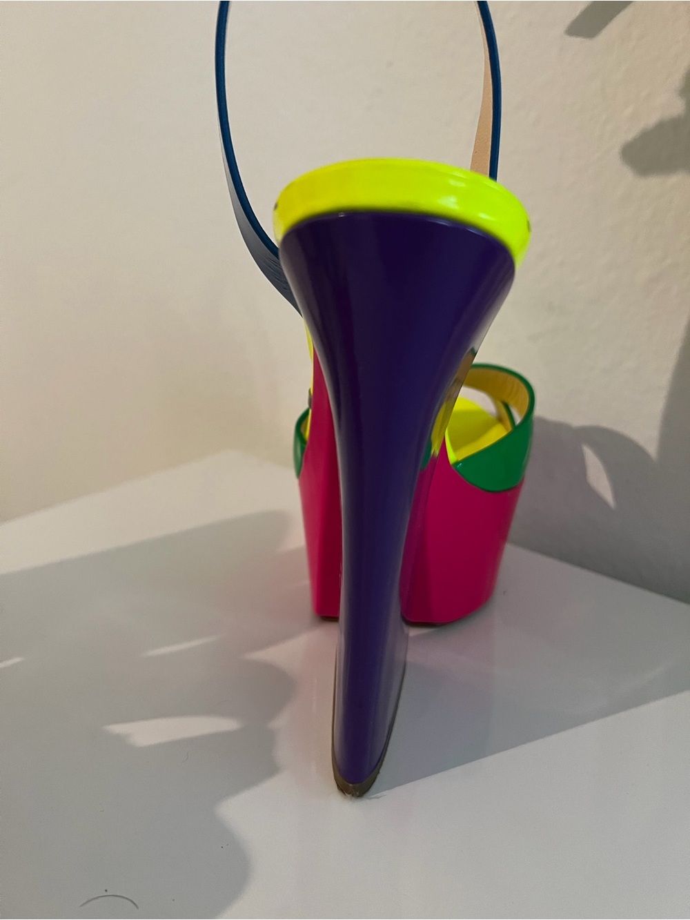 Women's Multicolor Patent Platform Sandal - Blue, Green, Pink Gianmarco Lorenzi - Picture 3 of 9